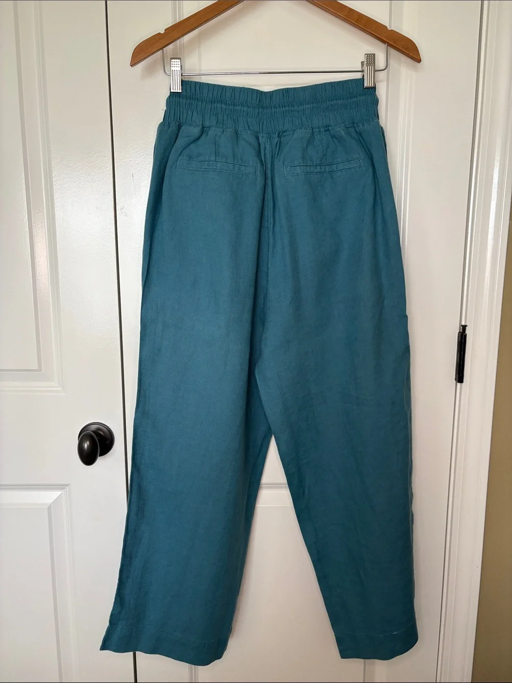 Quince Teal Wide-Leg Drawstring Pants